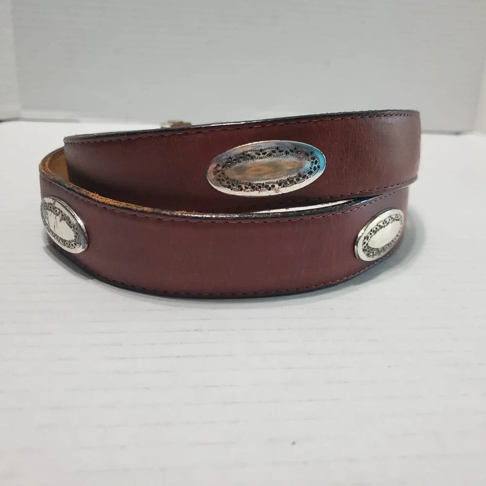 Sentry Vintage Studded Brown Genuine Leather Golf Belt Men's Size 38 No‎ Buckle